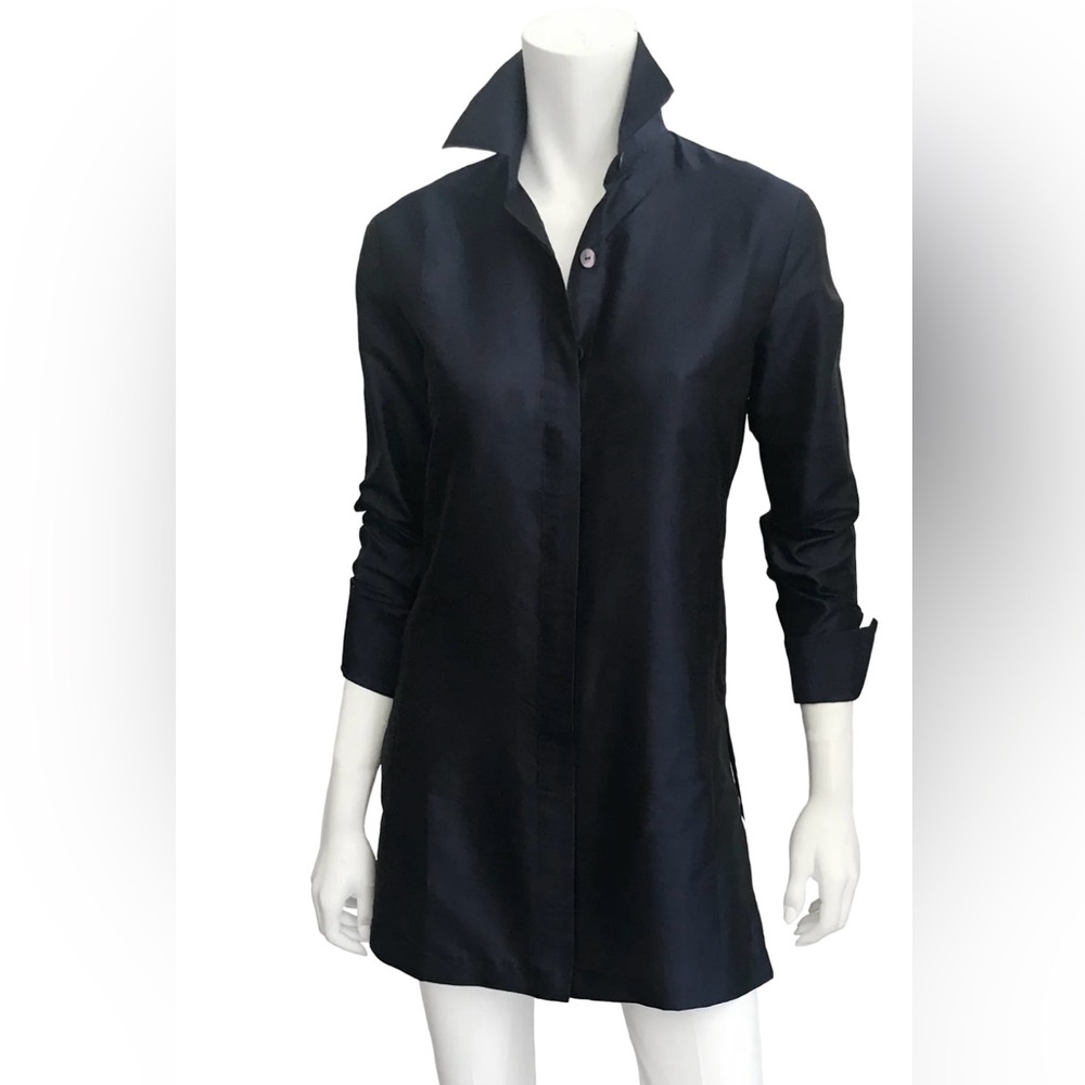 Charlotte Kellogg Palm Beach 100% Silk Barbara Top, Color Black Size X-Large